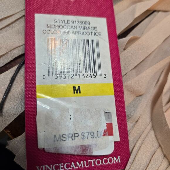 VTG-NWT's-Vince Camuto Sleeveless Fringe Bottom Hem Tank Top Nude Pink Size M - Picture 12 of 12